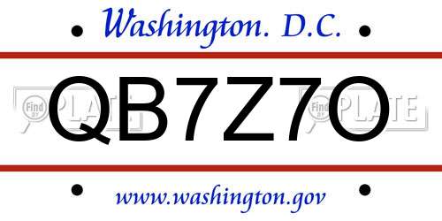 QB7Z7O District Of Columbia License Plate