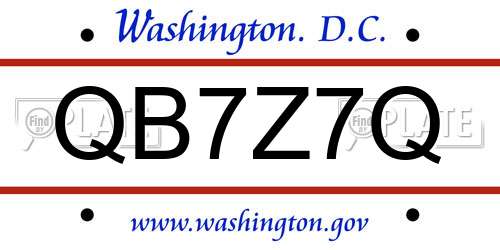 QB7Z7Q District Of Columbia License Plate