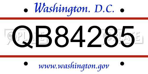 QB84285 District Of Columbia License Plate
