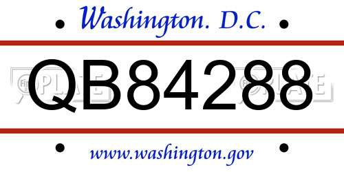 QB84288 District Of Columbia License Plate