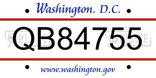 QB84755 District Of Columbia License Plate