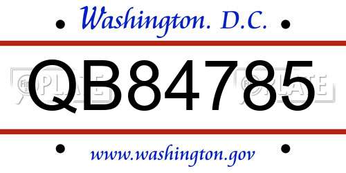 QB84785 District Of Columbia License Plate