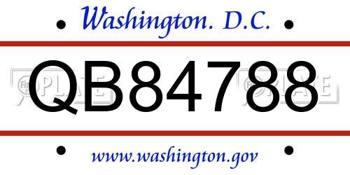 QB84788 District Of Columbia License Plate