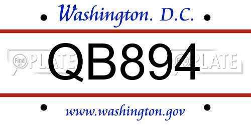 QB894 District Of Columbia License Plate