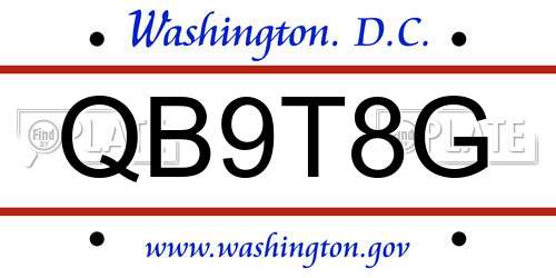 QB9T8G District Of Columbia License Plate
