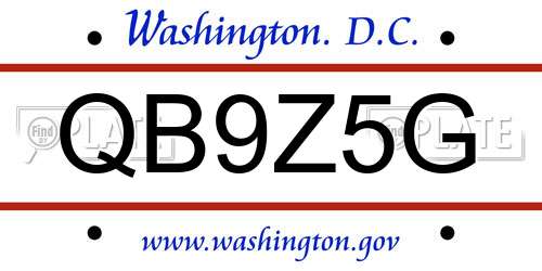 QB9Z5G District Of Columbia License Plate