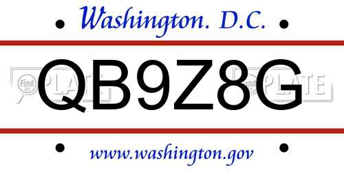 QB9Z8G District Of Columbia License Plate