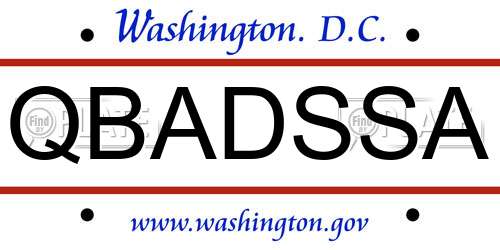 QBADSSA District Of Columbia License Plate