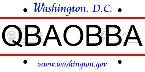 QBAOBBA District Of Columbia License Plate