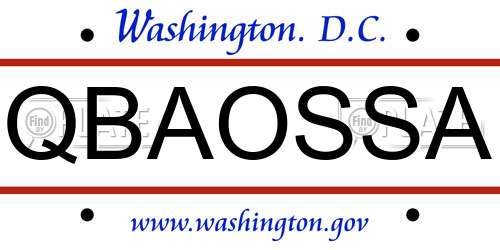 QBAOSSA District Of Columbia License Plate