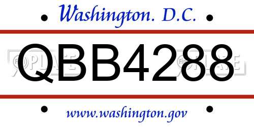 QBB4288 District Of Columbia License Plate
