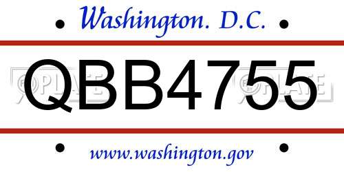 QBB4755 District Of Columbia License Plate