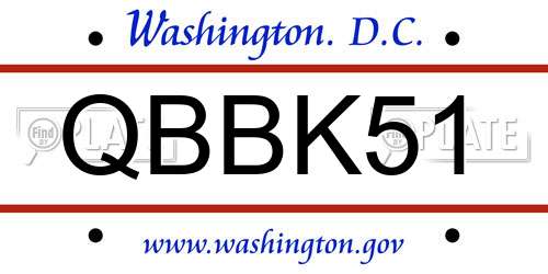 QBBK51 District Of Columbia License Plate