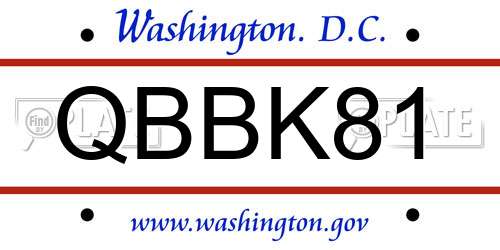 QBBK81 District Of Columbia License Plate