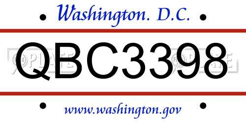 QBC3398 District Of Columbia License Plate