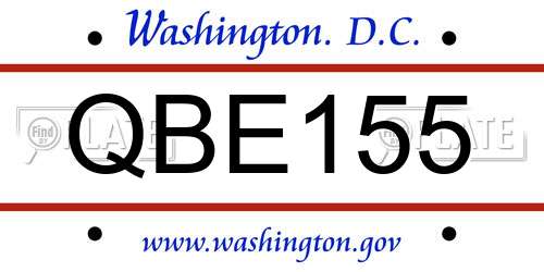 QBE155 District Of Columbia License Plate