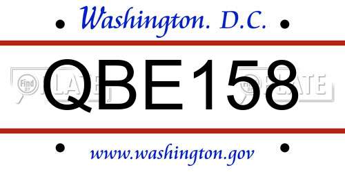 QBE158 District Of Columbia License Plate