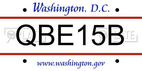 QBE15B District Of Columbia License Plate