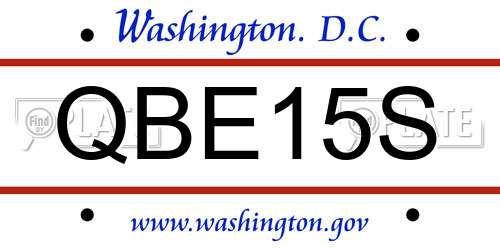 QBE15S District Of Columbia License Plate