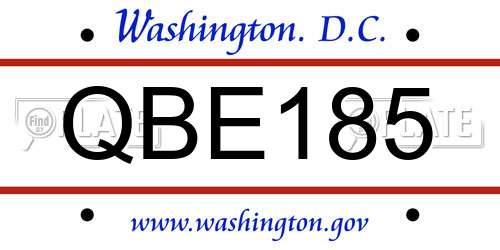 QBE185 District Of Columbia License Plate