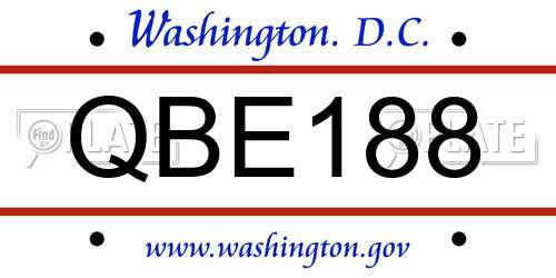 QBE188 District Of Columbia License Plate