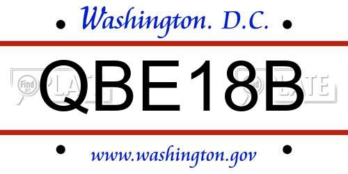 QBE18B District Of Columbia License Plate