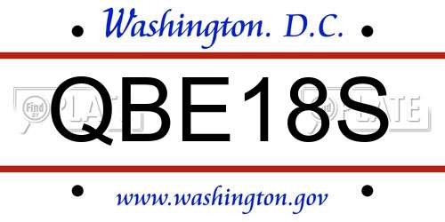 QBE18S District Of Columbia License Plate
