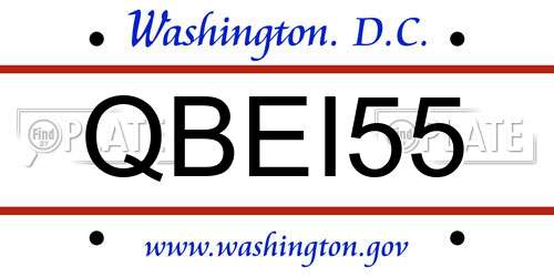 QBEI55 District Of Columbia License Plate