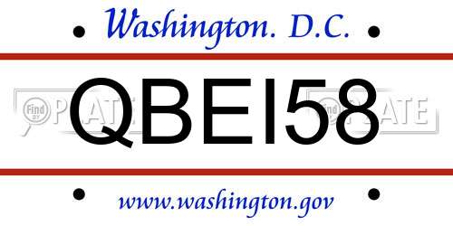 QBEI58 District Of Columbia License Plate