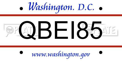 QBEI85 District Of Columbia License Plate