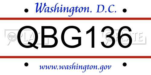 QBG136 District Of Columbia License Plate
