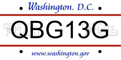 QBG13G District Of Columbia License Plate