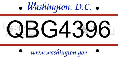 QBG4396 District Of Columbia License Plate