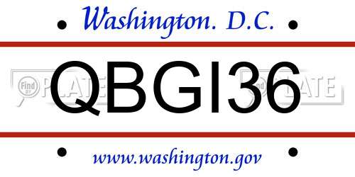 QBGI36 District Of Columbia License Plate
