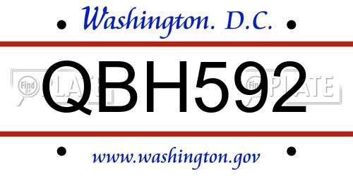 QBH592 District Of Columbia License Plate