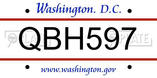 QBH597 District Of Columbia License Plate
