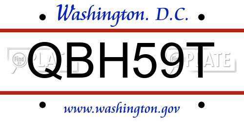 QBH59T District Of Columbia License Plate