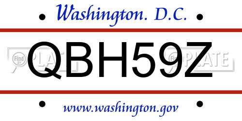 QBH59Z District Of Columbia License Plate