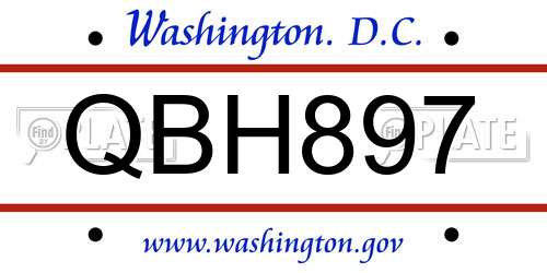 QBH897 District Of Columbia License Plate