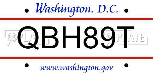 QBH89T District Of Columbia License Plate