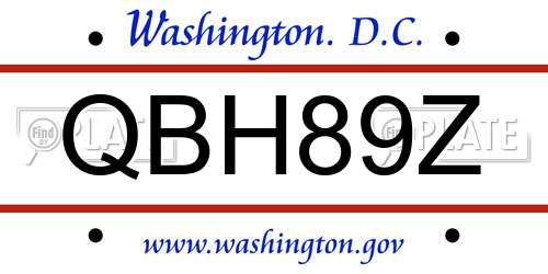 QBH89Z District Of Columbia License Plate