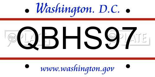 QBHS97 District Of Columbia License Plate