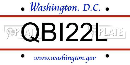 QBI22L District Of Columbia License Plate