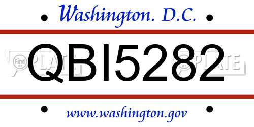 QBI5282 District Of Columbia License Plate