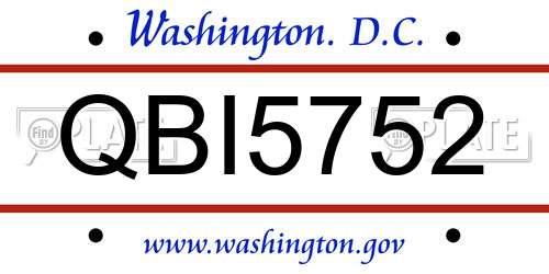 QBI5752 District Of Columbia License Plate