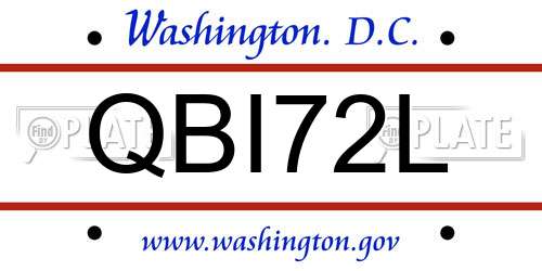 QBI72L District Of Columbia License Plate