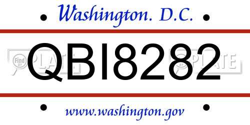 QBI8282 District Of Columbia License Plate