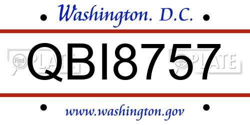 QBI8757 District Of Columbia License Plate