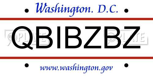 QBIBZBZ District Of Columbia License Plate