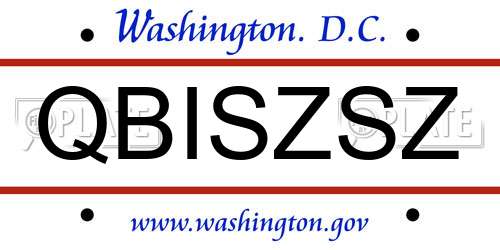 QBISZSZ District Of Columbia License Plate